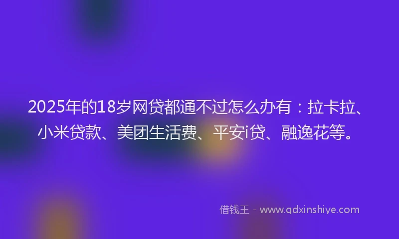 2025年的18岁网贷都通不过怎么办有：拉卡拉、小米贷款、美团生活费、平安i贷、融逸花等。