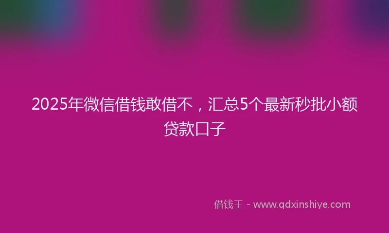 2025年微信借钱敢借不，汇总5个最新秒批小额贷款口子