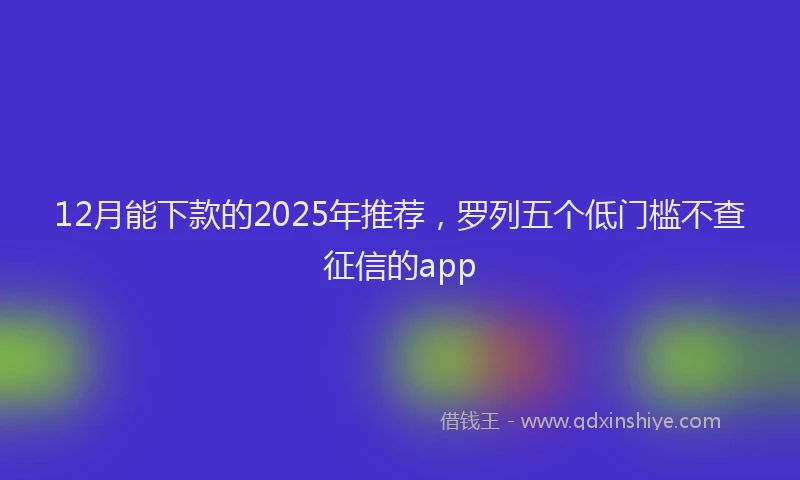 12月能下款的2025年推荐，罗列五个低门槛不查征信的app
