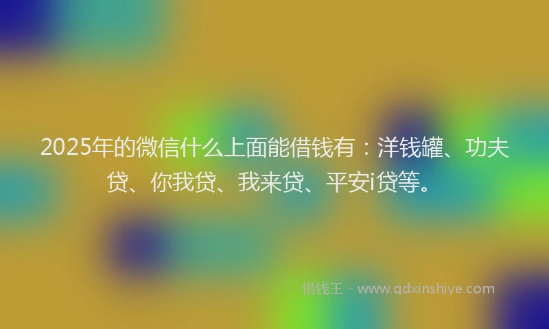 2025年的微信什么上面能借钱有：洋钱罐、功夫贷、你我贷、我来贷、平安i贷等。