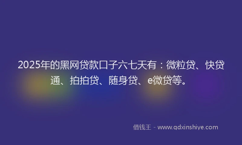 2025年的黑网贷款口子六七天有：微粒贷、快贷通、拍拍贷、随身贷、e微贷等。