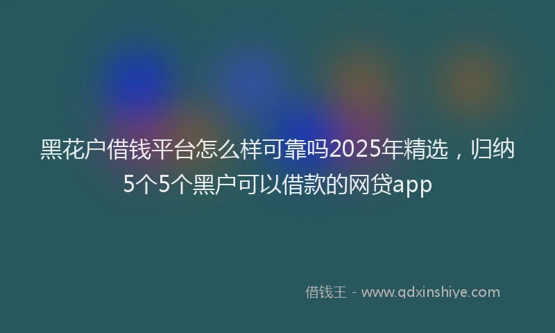 黑花户借钱平台怎么样可靠吗2025年精选，归纳5个5个黑户可以借款的网贷app