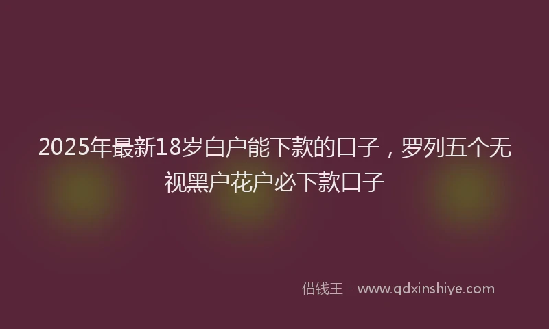 2025年最新18岁白户能下款的口子，罗列五个无视黑户花户必下款口子