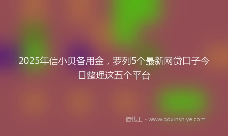 2025年信小贝备用金，罗列5个最新网贷口子今日整理这五个平台