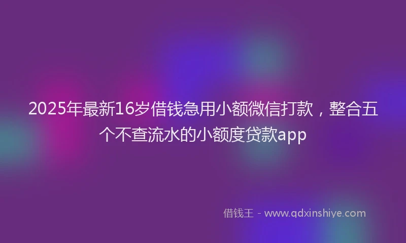2025年最新16岁借钱急用小额微信打款，整合五个不查流水的小额度贷款app