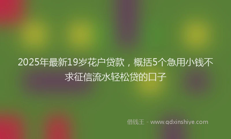 2025年最新19岁花户贷款，概括5个急用小钱不求征信流水轻松贷的口子