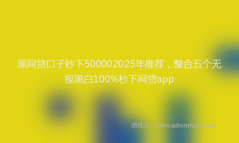 黑网贷口子秒下500002025年推荐，整合五个无视黑白100%秒下网贷app