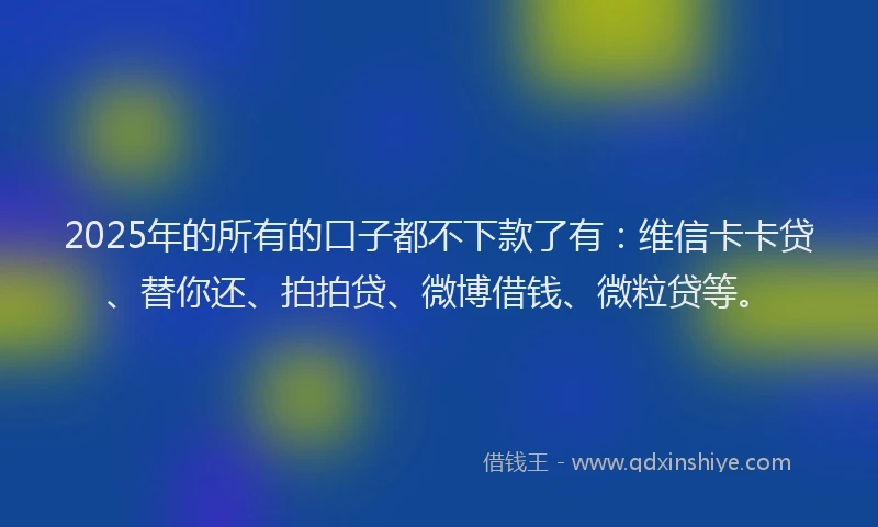 2025年的所有的口子都不下款了有：维信卡卡贷、替你还、拍拍贷、微博借钱、微粒贷等。