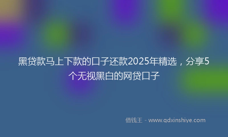 黑贷款马上下款的口子还款2025年精选，分享5个无视黑白的网贷口子