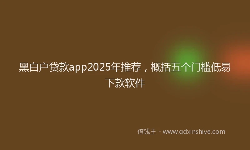 黑白户贷款app2025年推荐，概括五个门槛低易下款软件
