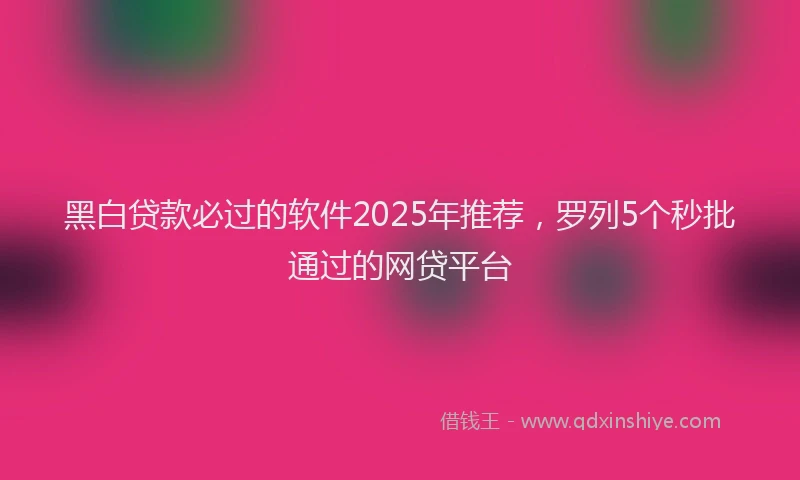 黑白贷款必过的软件2025年推荐，罗列5个秒批通过的网贷平台