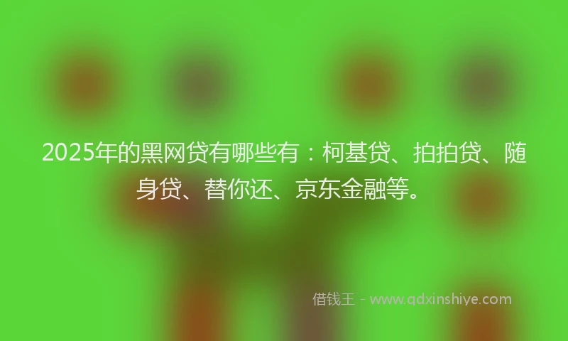 2025年的黑网贷有哪些有：柯基贷、拍拍贷、随身贷、替你还、京东金融等。