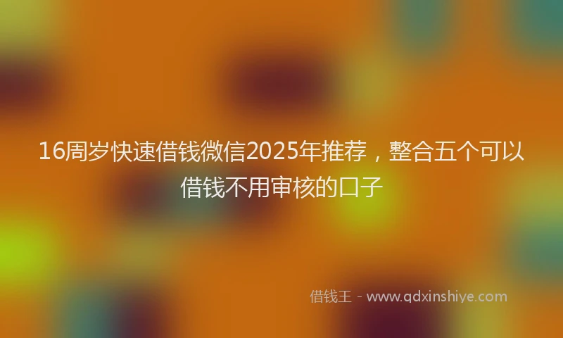 16周岁快速借钱微信2025年推荐，整合五个可以借钱不用审核的口子