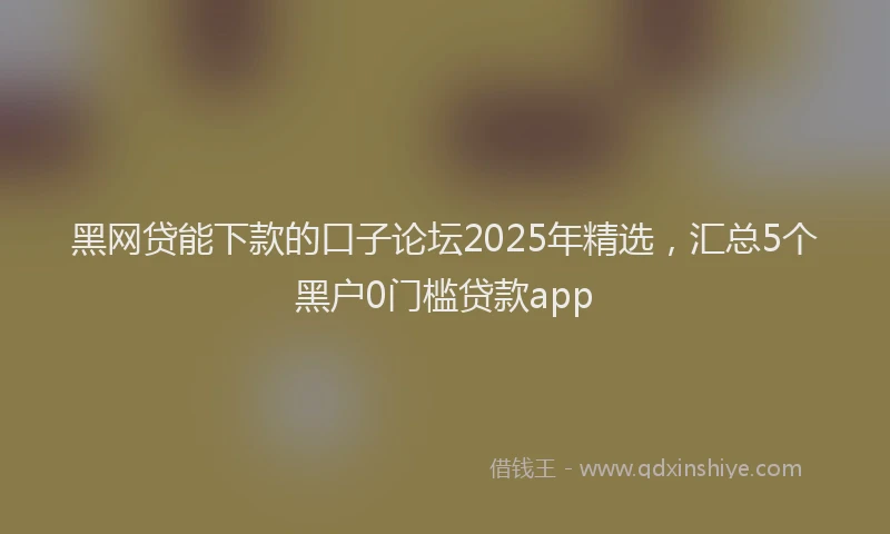 黑网贷能下款的口子论坛2025年精选，汇总5个黑户0门槛贷款app