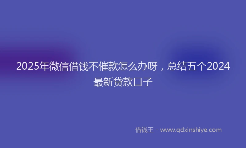 2025年微信借钱不催款怎么办呀，总结五个2024最新贷款口子