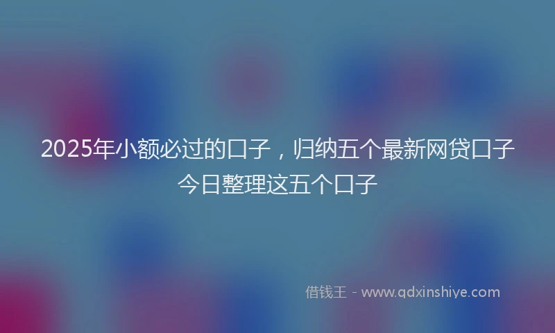 2025年小额必过的口子，归纳五个最新网贷口子今日整理这五个口子