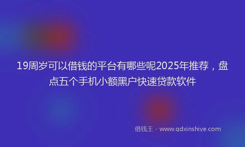 19周岁可以借钱的平台有哪些呢2025年推荐，盘点五个手机小额黑户快速贷款软件