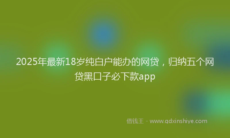 2025年最新18岁纯白户能办的网贷，归纳五个网贷黑口子必下款app
