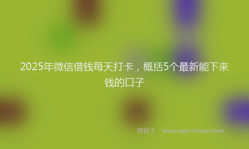 2025年微信借钱每天打卡，概括5个最新能下来钱的口子