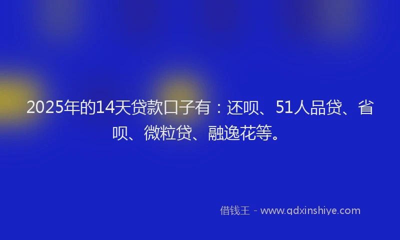 2025年的14天贷款口子有：还呗、51人品贷、省呗、微粒贷、融逸花等。