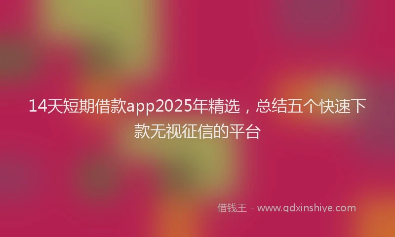 14天短期借款app2025年精选，总结五个快速下款无视征信的平台