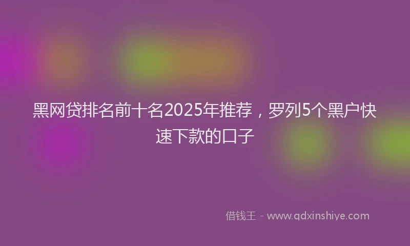 黑网贷排名前十名2025年推荐，罗列5个黑户快速下款的口子