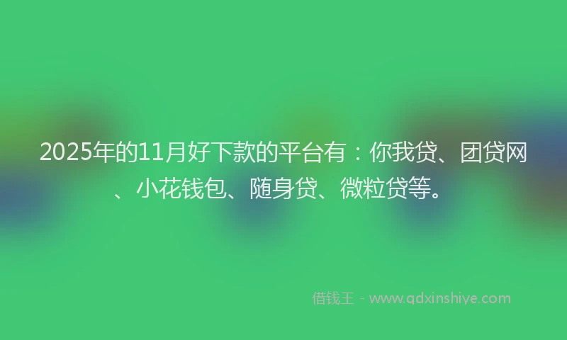 2025年的11月好下款的平台有：你我贷、团贷网、小花钱包、随身贷、微粒贷等。