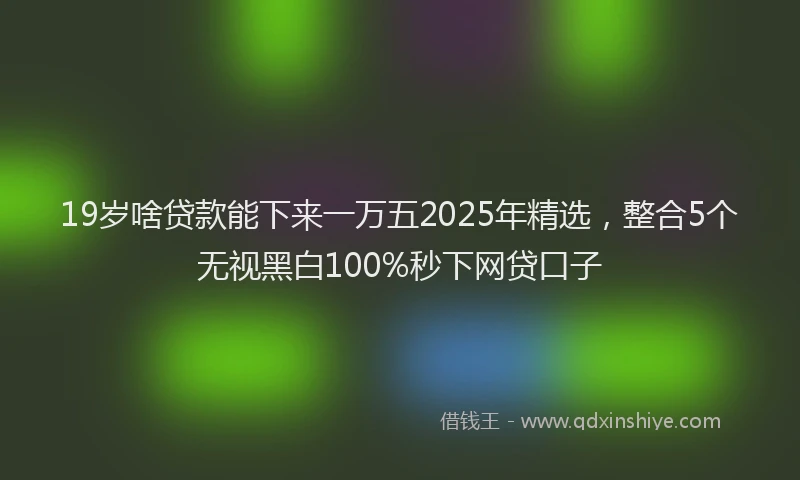 19岁啥贷款能下来一万五2025年精选，整合5个无视黑白100%秒下网贷口子