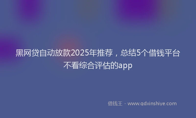 黑网贷自动放款2025年推荐，总结5个借钱平台不看综合评估的app