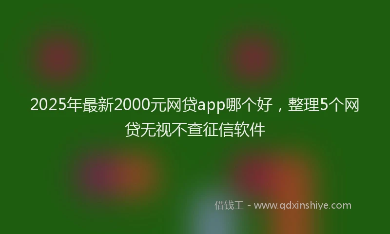 2025年最新2000元网贷app哪个好，整理5个网贷无视不查征信软件
