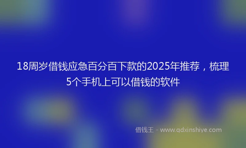 18周岁借钱应急百分百下款的2025年推荐，梳理5个手机上可以借钱的软件