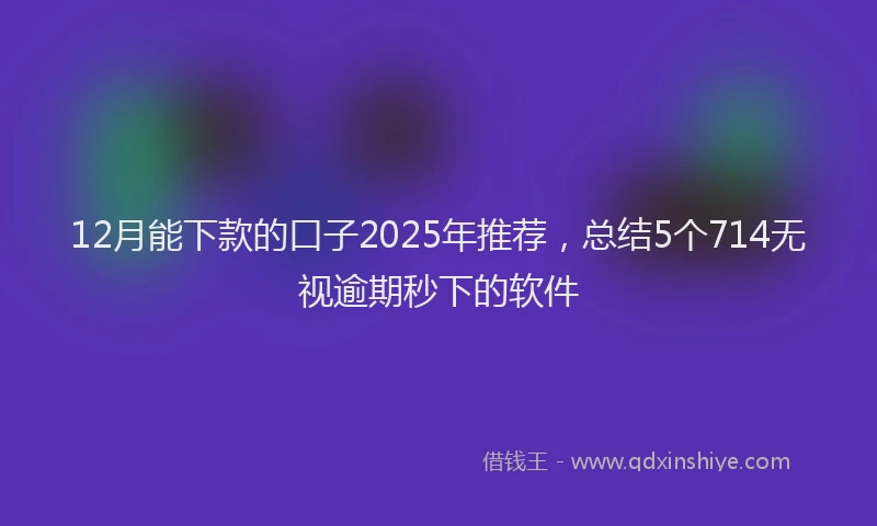 12月能下款的口子2025年推荐，总结5个714无视逾期秒下的软件