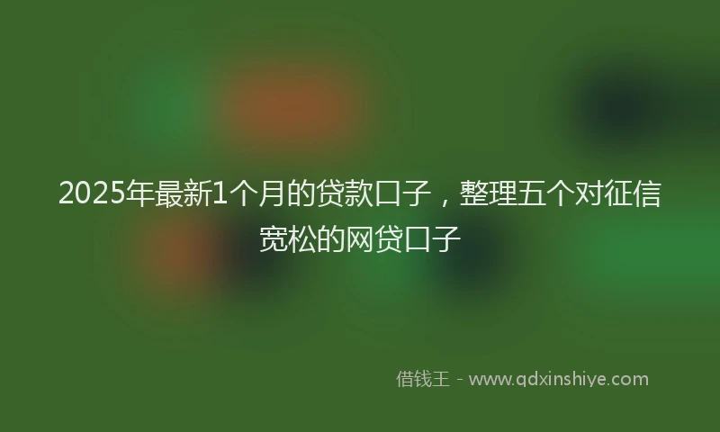 2025年最新1个月的贷款口子，整理五个对征信宽松的网贷口子
