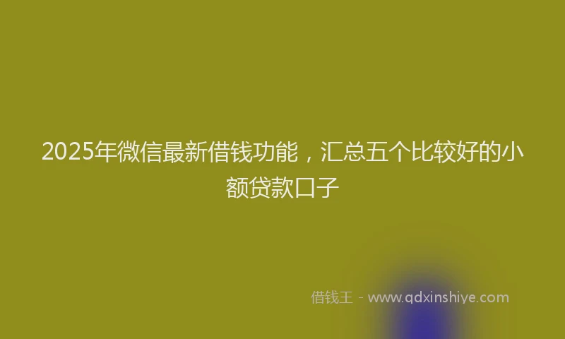 2025年微信最新借钱功能，汇总五个比较好的小额贷款口子