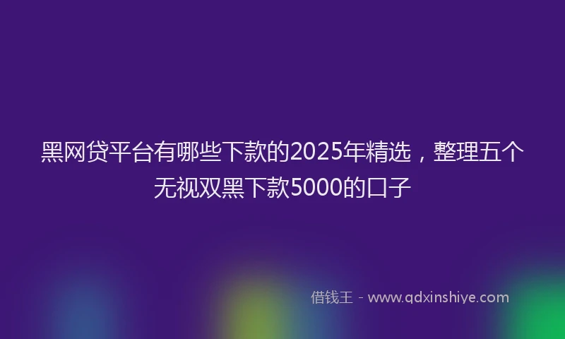 黑网贷平台有哪些下款的2025年精选，整理五个无视双黑下款5000的口子