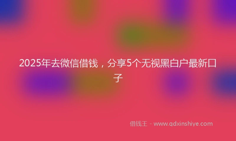 2025年去微信借钱，分享5个无视黑白户最新口子