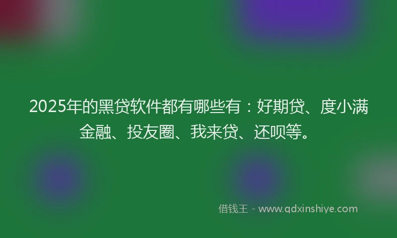 2025年的黑贷软件都有哪些有：好期贷、度小满金融、投友圈、我来贷、还呗等。