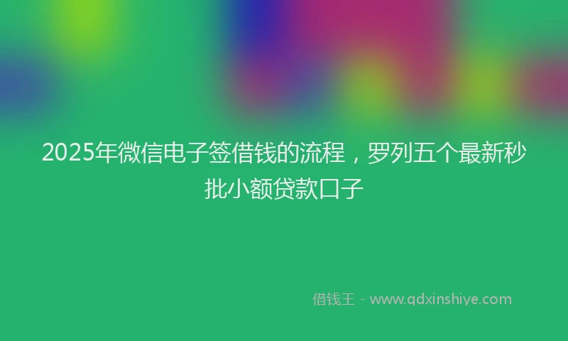 2025年微信电子签借钱的流程，罗列五个最新秒批小额贷款口子