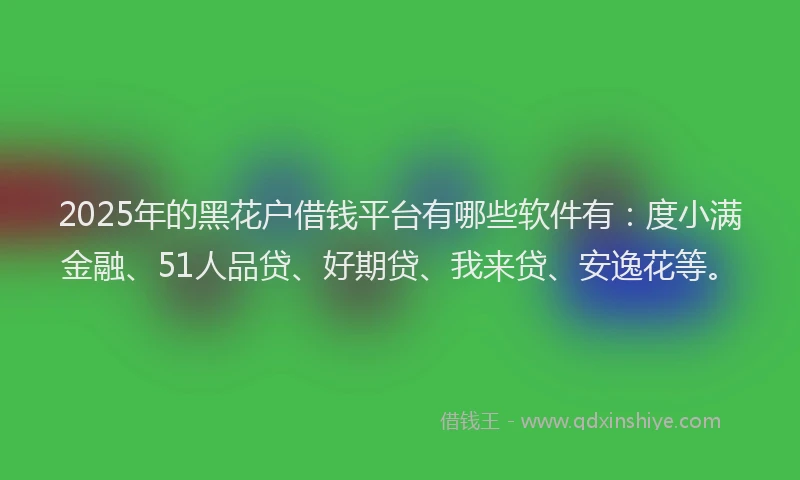 2025年的黑花户借钱平台有哪些软件有：度小满金融、51人品贷、好期贷、我来贷、安逸花等。