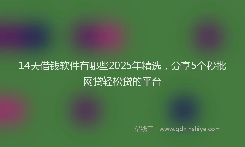 14天借钱软件有哪些2025年精选，分享5个秒批网贷轻松贷的平台