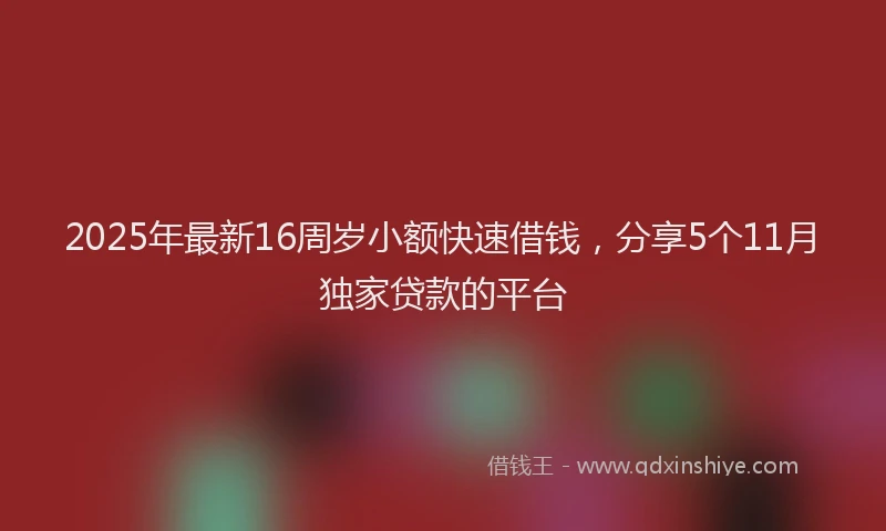 2025年最新16周岁小额快速借钱，分享5个11月独家贷款的平台
