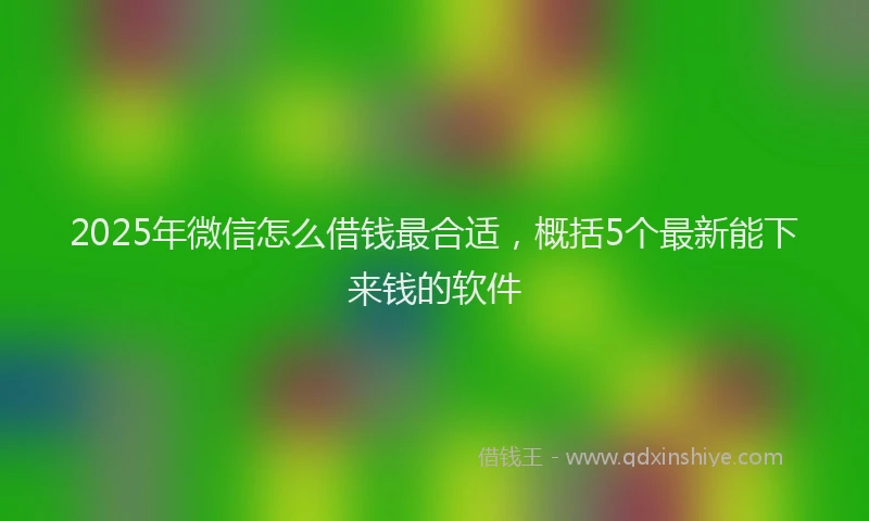 2025年微信怎么借钱最合适，概括5个最新能下来钱的软件