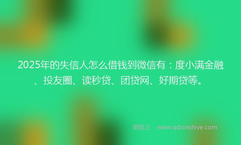 2025年的失信人怎么借钱到微信有：度小满金融、投友圈、读秒贷、团贷网、好期贷等。