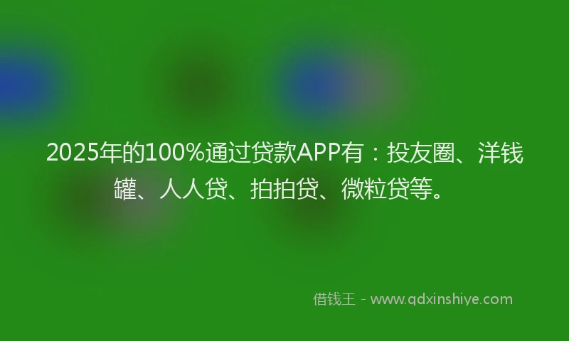 2025年的100%通过贷款APP有：投友圈、洋钱罐、人人贷、拍拍贷、微粒贷等。