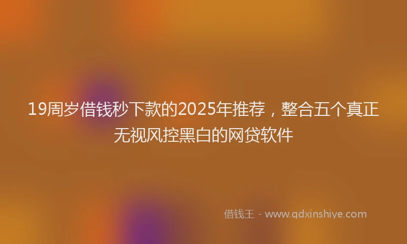 19周岁借钱秒下款的2025年推荐，整合五个真正无视风控黑白的网贷软件