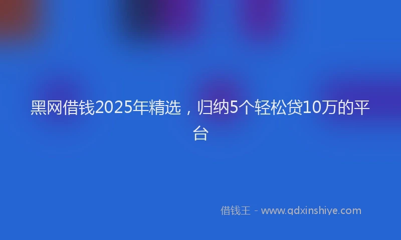 黑网借钱2025年精选，归纳5个轻松贷10万的平台