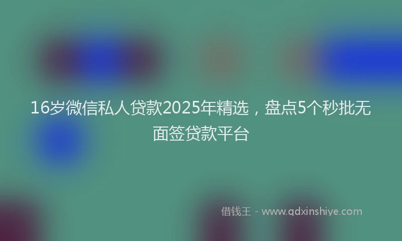 16岁微信私人贷款2025年精选，盘点5个秒批无面签贷款平台