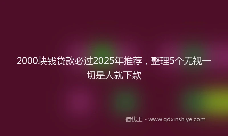 2000块钱贷款必过2025年推荐，整理5个无视一切是人就下款