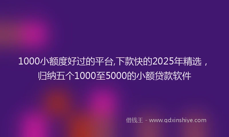 1000小额度好过的平台,下款快的2025年精选，归纳五个1000至5000的小额贷款软件