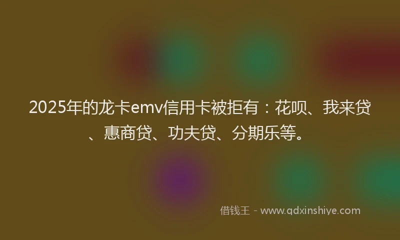 2025年的龙卡emv信用卡被拒有：花呗、我来贷、惠商贷、功夫贷、分期乐等。